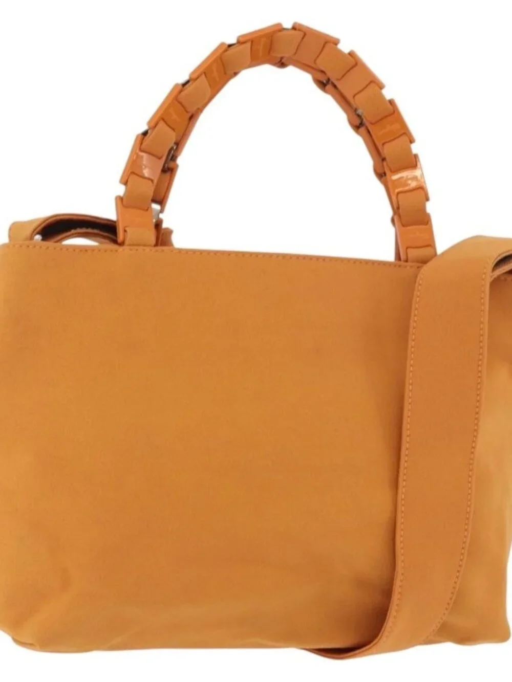 Salvatore Ferragamo Vala Hand Bag Canvas 2way Orange Silver Auth BA13480
